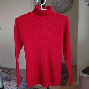 Red turtleneck sweater